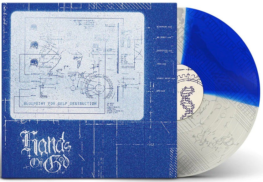 HANDS OF GOD 'Blueprint For Self Destruction' 12" / BLUE AND CLEAR & SILKSCREENED B-SIDE!