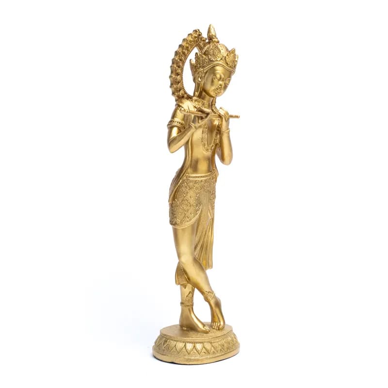 KRISHNA 'Golden Flute' Murti Statue