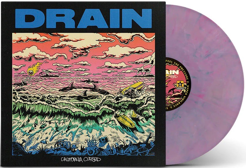 DRAIN 'California Cursed' LP / TRANSLUCENT PINK WITH GREEN MARBLE EDITION