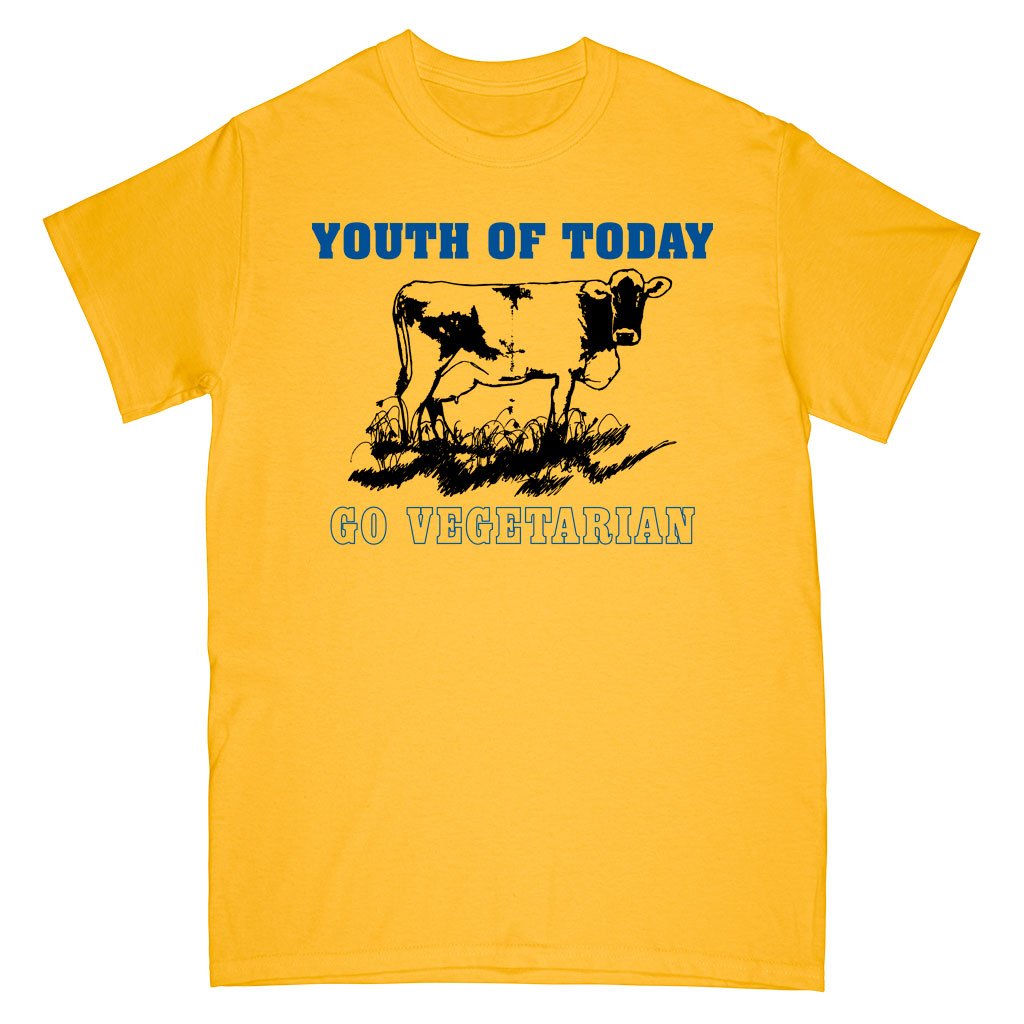 YOUTH OF TODAY 'Go Vegetarian' T-Shirt / GOLD